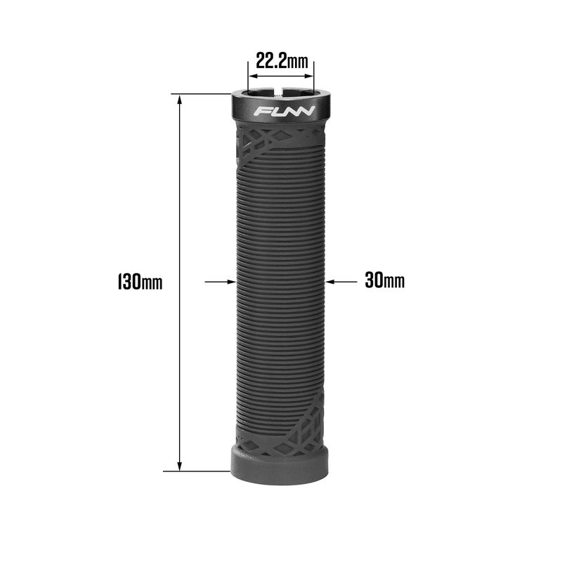 Funn Hilt Mountain Bike Handlebar Grips with Single Lock On Clamp, Lightweight and Ergonomic Bicycle Handlebar Grips with 22 mm Inner Diameter, Unique Patterned Bicycle Grips for MTB/BMX (Black) - Image 3